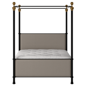 Riviere iron/metal upholstered bed in black with storm grey fabric - Thumbnail