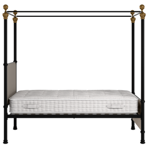 Riviere iron/metal upholstered bed in black with storm grey fabric - Thumbnail