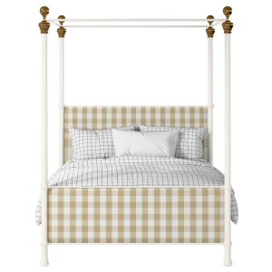Riviere iron/metal upholstered bed in ivory with Romo Kemble Putty fabric - Thumbnail