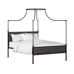 Waterloo Slim iron/metal upholstered bed in black with iron fabric - Thumbnail
