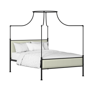 Waterloo Slim iron/metal upholstered bed in black with mineral fabric - Thumbnail