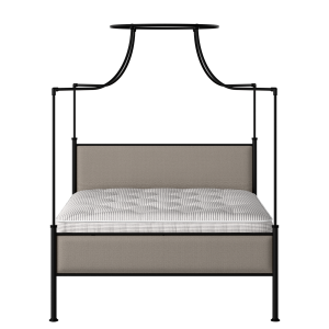 Waterloo Slim iron/metal upholstered bed in black with storm grey fabric - Thumbnail