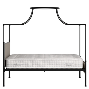 Waterloo Slim iron/metal upholstered bed in black with storm grey fabric - Thumbnail