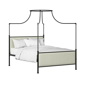 Waterloo iron/metal upholstered bed in black with mineral fabric - Thumbnail