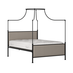 Waterloo iron/metal upholstered bed in black with storm grey fabric - Thumbnail