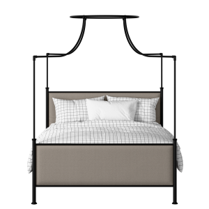 Waterloo iron/metal upholstered bed in black with storm grey fabric - Thumbnail