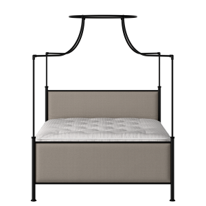 Waterloo iron/metal upholstered bed in black with storm grey fabric - Thumbnail