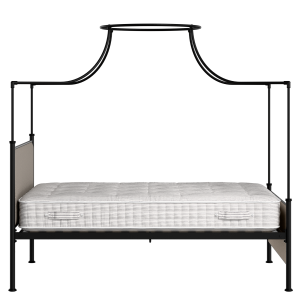 Waterloo iron/metal upholstered bed in black with storm grey fabric - Thumbnail