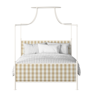 Waterloo iron/metal upholstered bed in ivory with Romo Kemble Putty fabric - Thumbnail