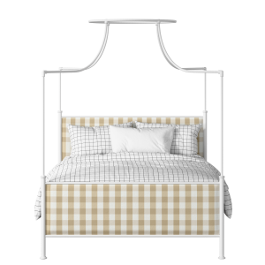 Waterloo iron/metal upholstered bed in white with Romo Kemble Putty fabric - Thumbnail