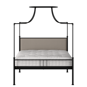 Waterloo Zero iron/metal upholstered bed in black with storm grey fabric - Thumbnail