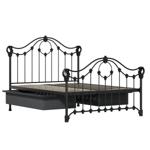 Alva iron/metal bed in black with drawers - Thumbnail