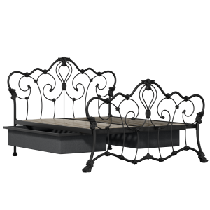 Athalone iron/metal bed in black with drawers - Thumbnail