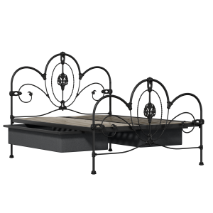Ballina iron/metal bed in black with drawers - Thumbnail