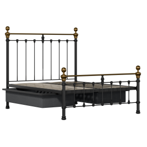 Hamilton Low Footend iron/metal bed in black with drawers - Thumbnail