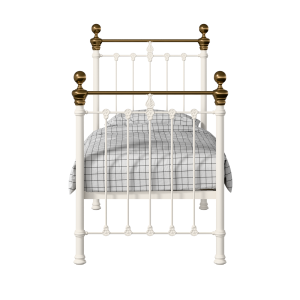 Hamilton iron/metal single bed in ivory - Thumbnail