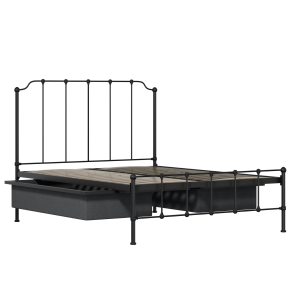Julia iron/metal bed in black with drawers - Thumbnail