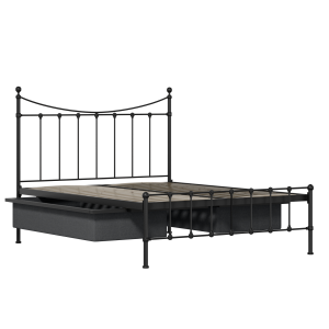 Olivia iron/metal bed in black with drawers - Thumbnail