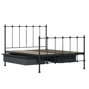 Paris lit en métal noir avec tiroirs - Thumbnail