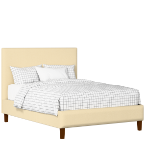 Porto Slim upholstered bed in oatmeal fabric - Thumbnail