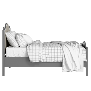 Brady Upholstered wood upholstered bed in grey with Silver fabric - Thumbnail