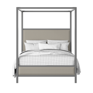 Byron Slim Upholstered wood upholstered upholstered bed in grey with Silver fabric - Thumbnail