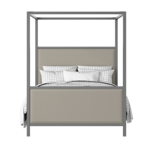 Byron Upholstered wood upholstered upholstered bed in grey with Silver fabric - Thumbnail