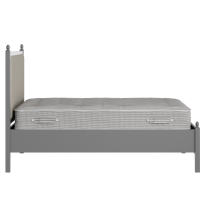Marbella Slim Upholstered wood upholstered bed in grey with Silver fabric - Thumbnail