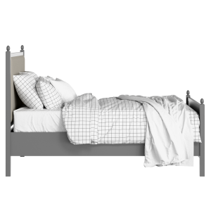 Marbella Upholstered wood upholstered bed in grey with Silver fabric - Thumbnail