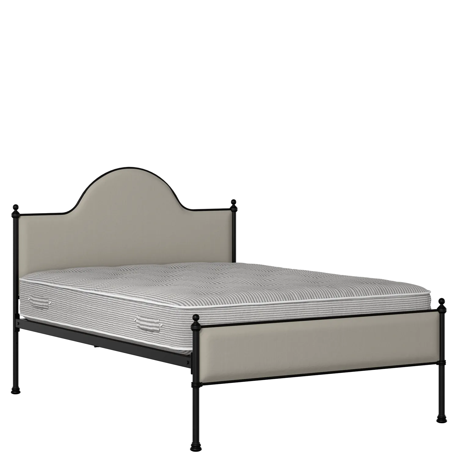 Albert Slim iron/metal upholstered bed in black with Silver fabric