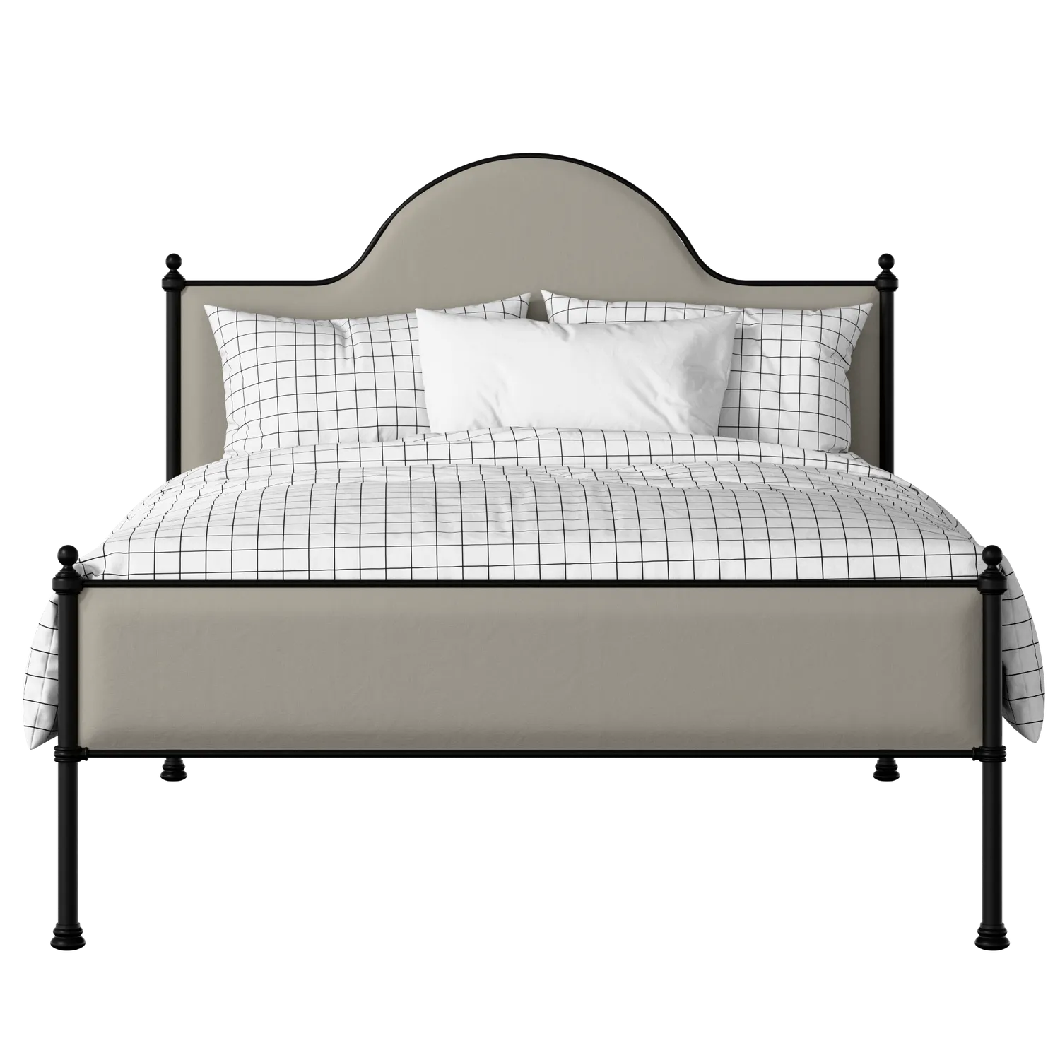 Albert Slim iron/metal upholstered bed in black with Silver fabric