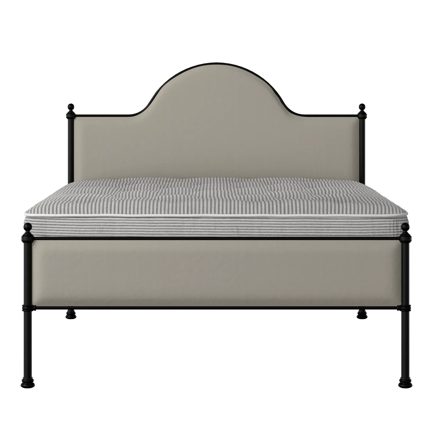 Albert Slim iron/metal upholstered bed in black with Silver fabric