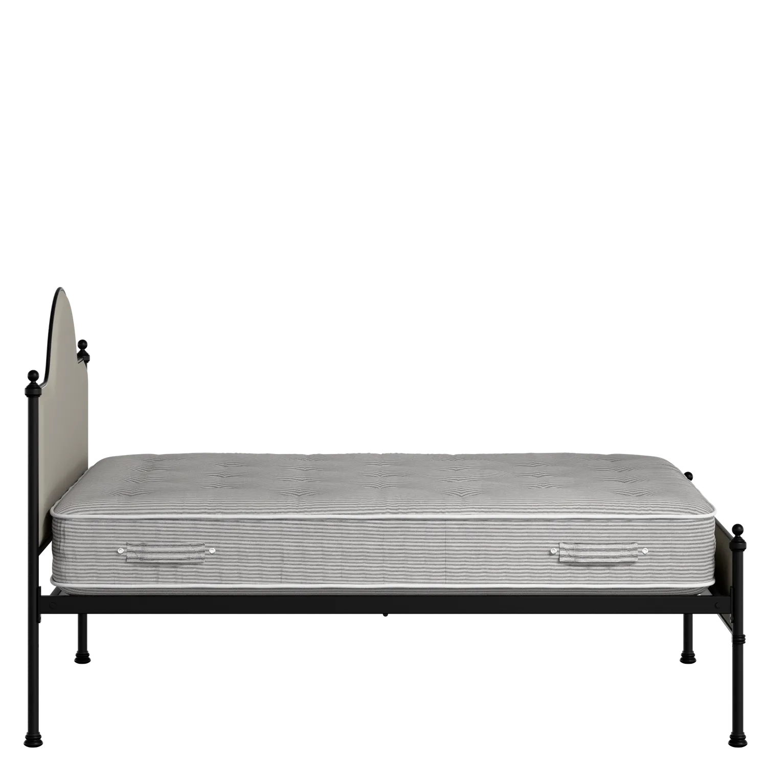 Albert Slim iron/metal upholstered bed in black with Silver fabric