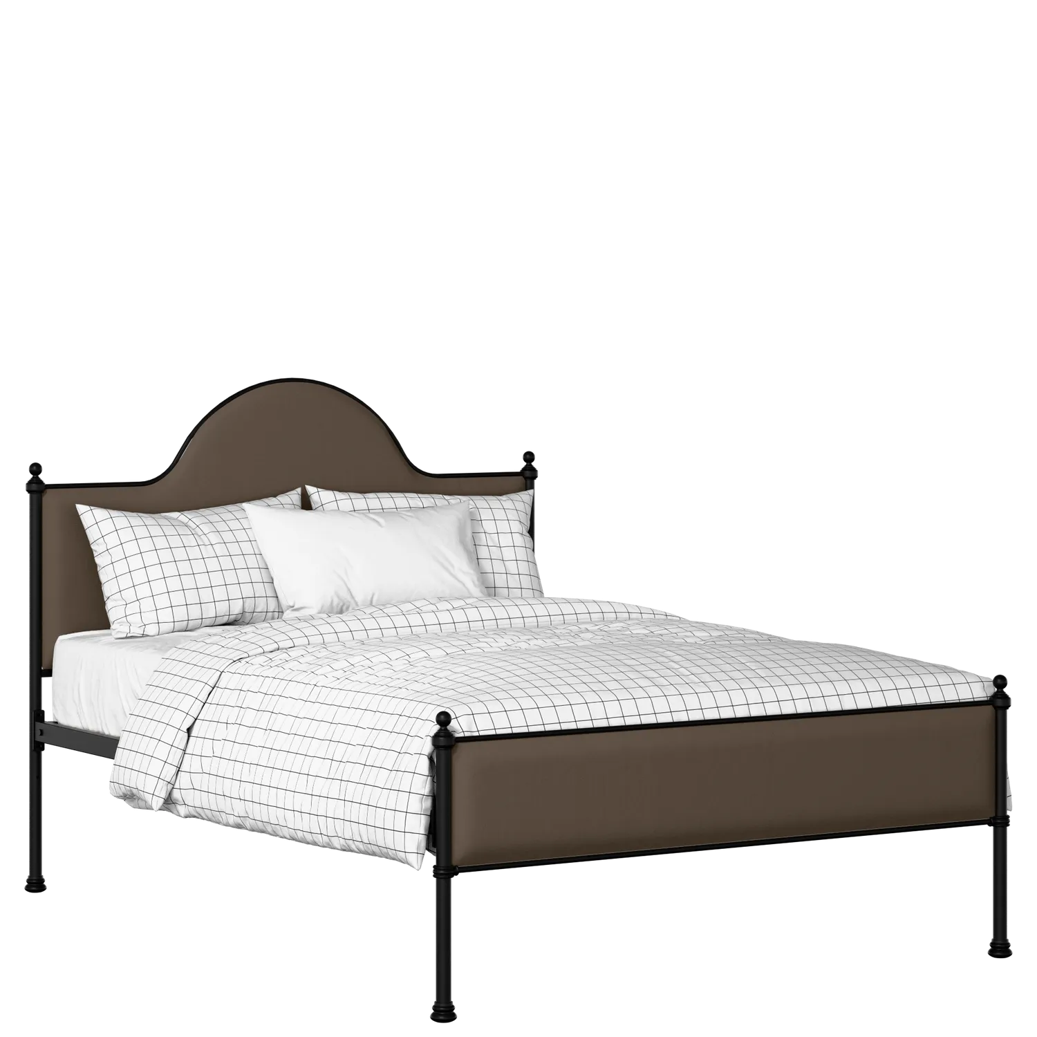 Albert Slim iron/metal upholstered bed in black with storm grey fabric