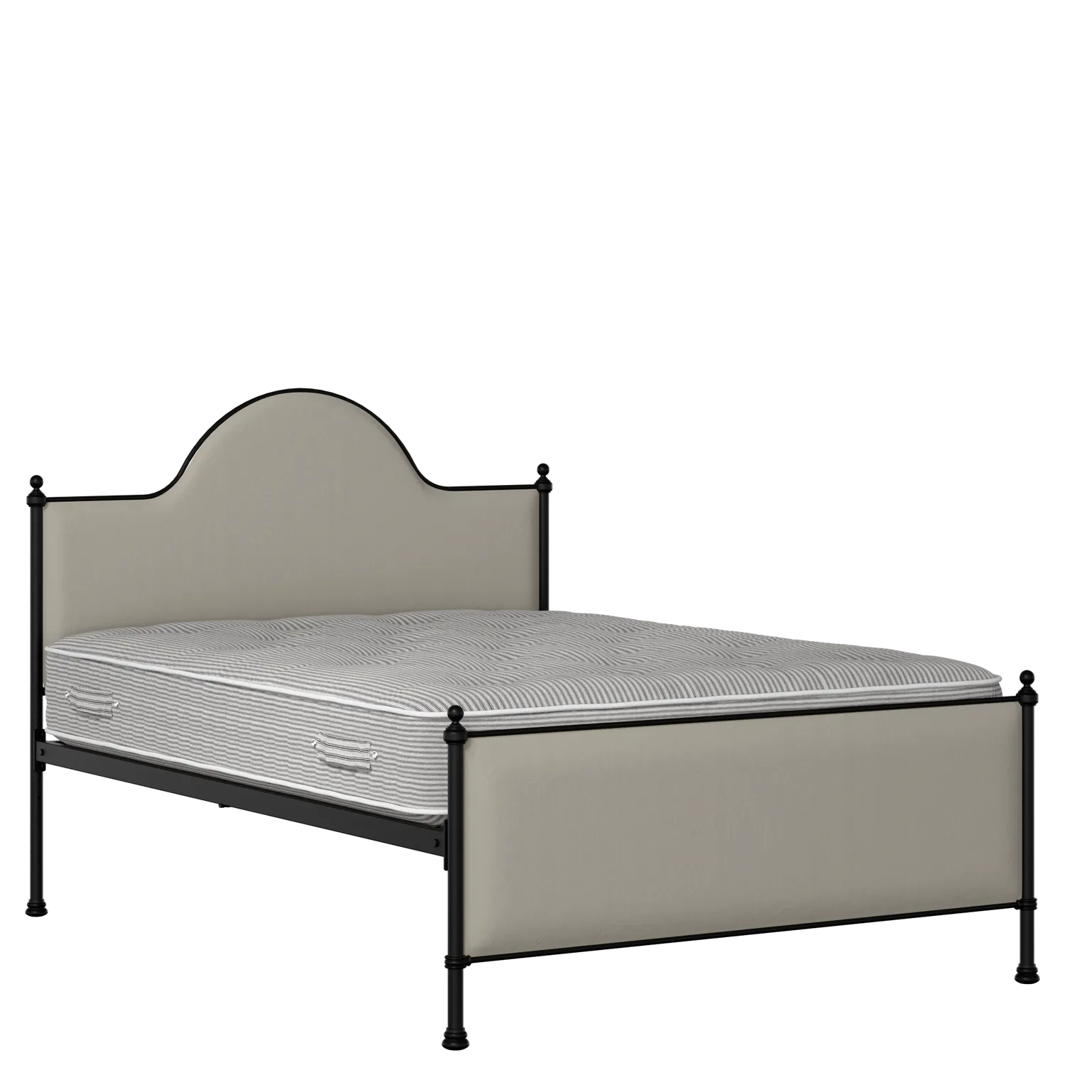 Albert iron/metal upholstered bed in black with Silver fabric