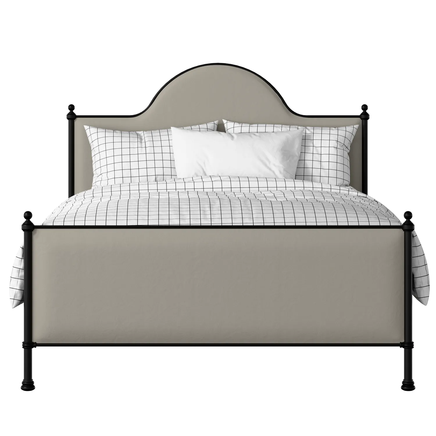 Albert iron/metal upholstered bed in black with Silver fabric