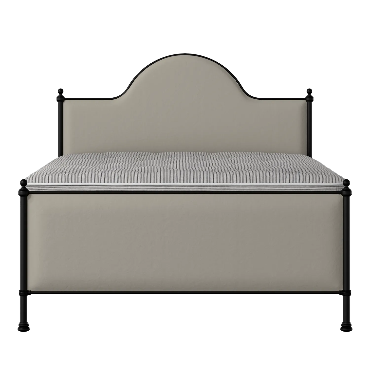 Albert iron/metal upholstered bed in black with Silver fabric