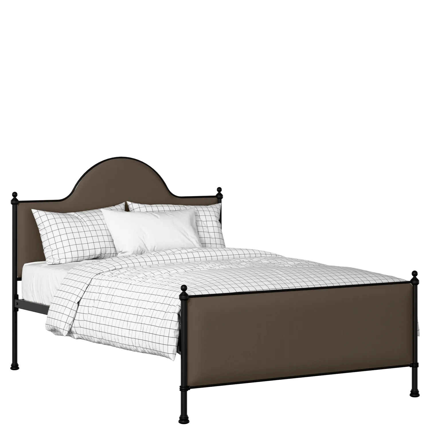 Albert iron/metal upholstered bed in black with storm grey fabric