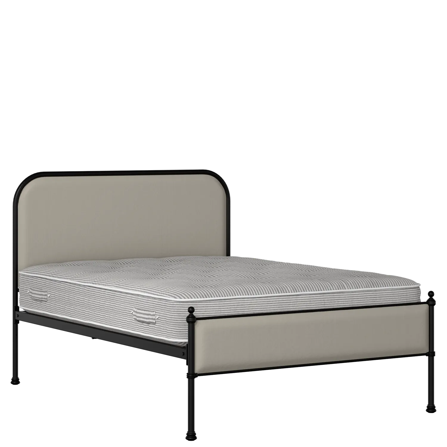 Bray Slim iron/metal upholstered bed in black with Silver fabric