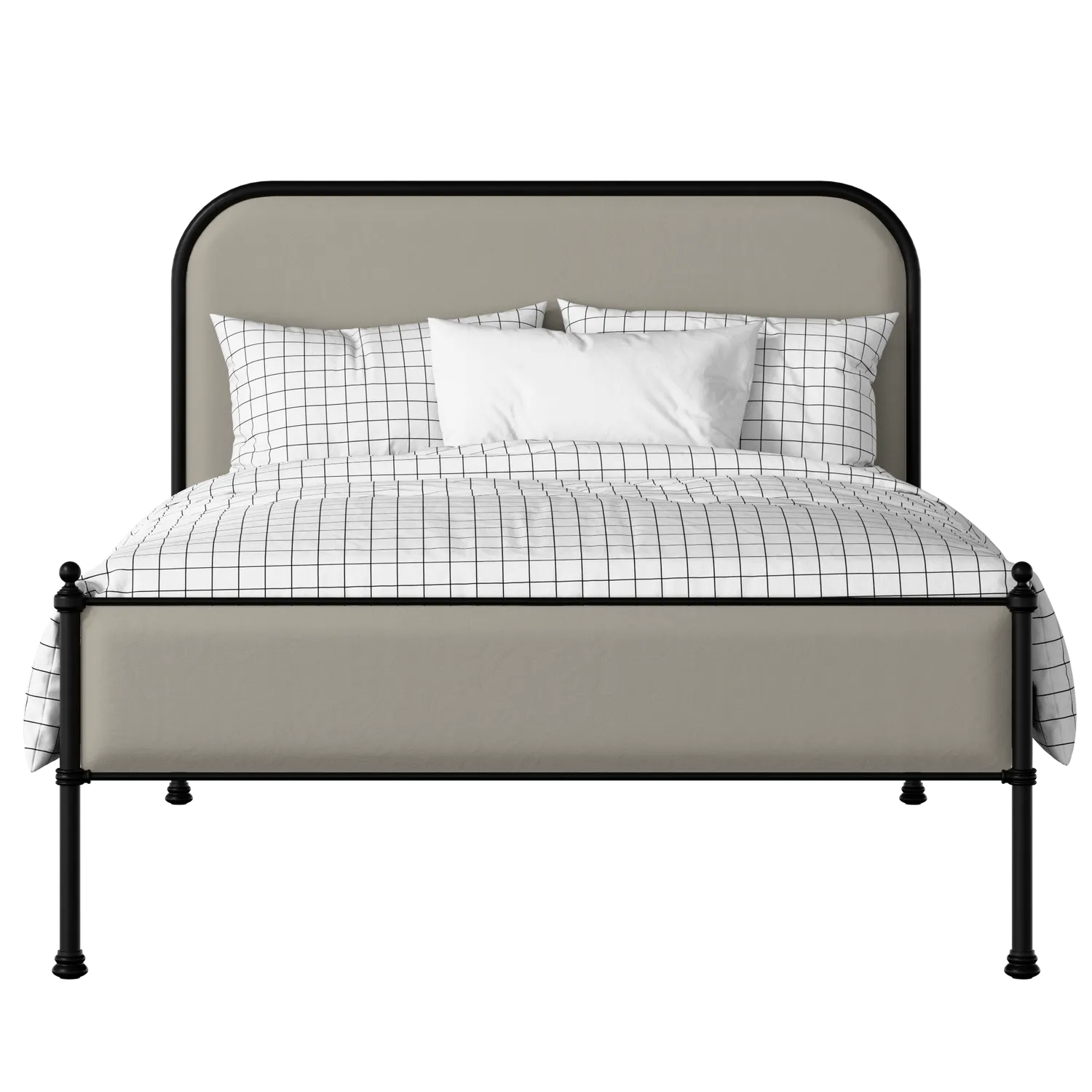 Bray Slim iron/metal upholstered bed in black with Silver fabric