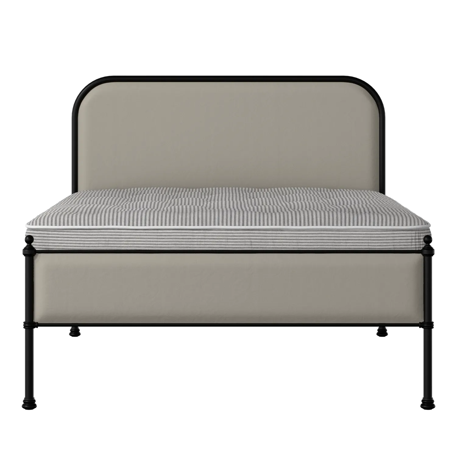 Bray Slim iron/metal upholstered bed in black with Silver fabric