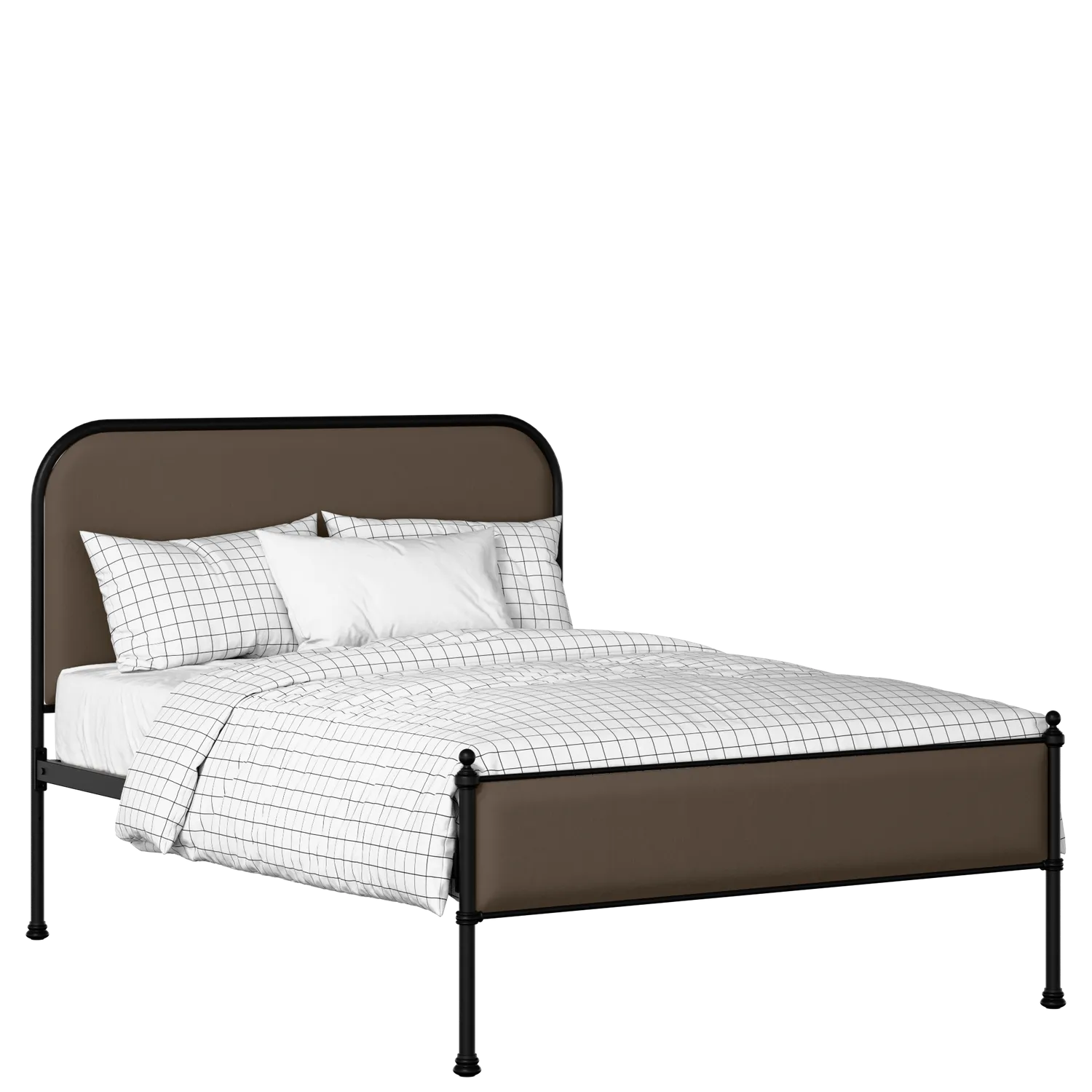 Bray Slim iron/metal upholstered bed in black with storm grey fabric