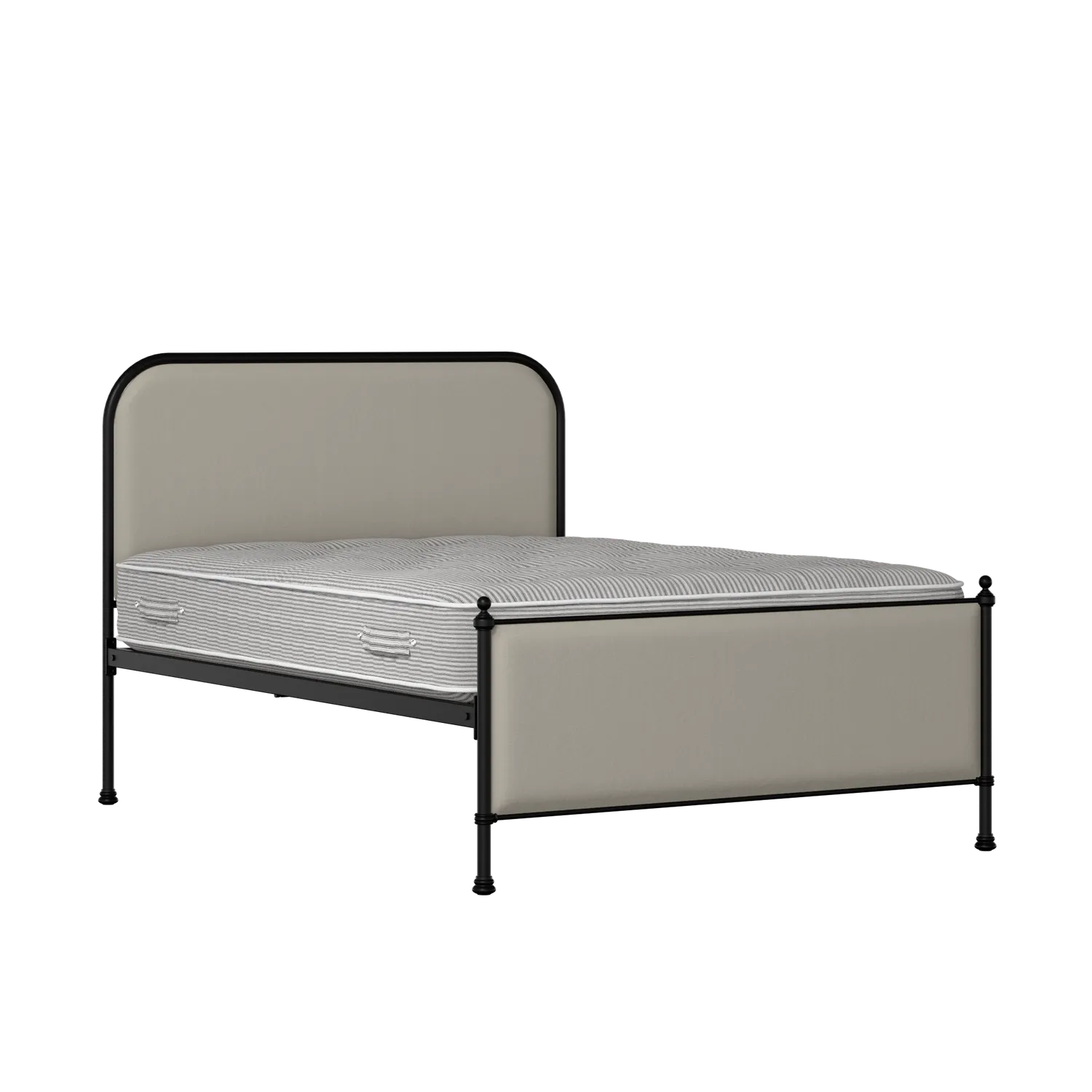 Bray iron/metal upholstered bed in black with Silver fabric