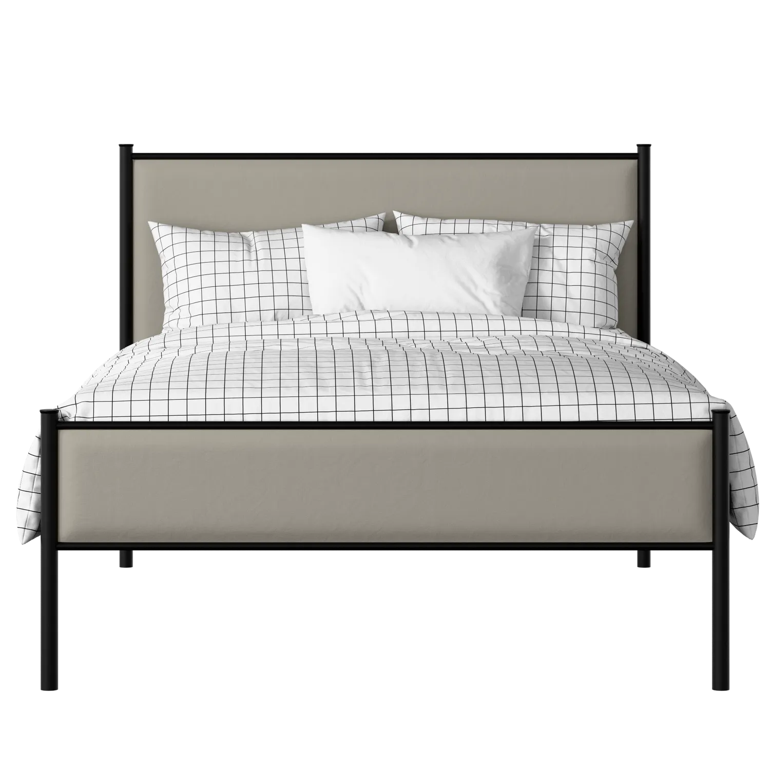 Brest Slim iron/metal upholstered bed in black with Silver fabric