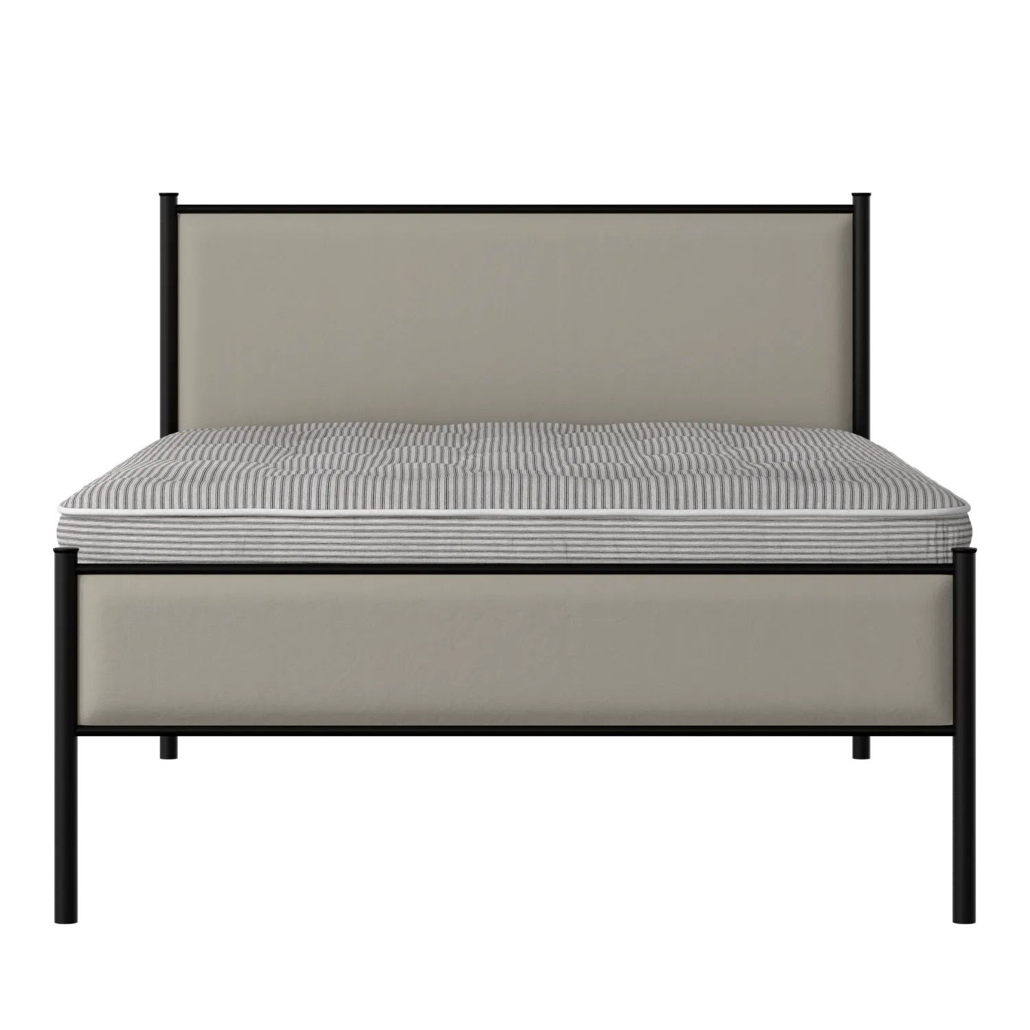 Brest Slim iron/metal upholstered bed in black with Silver fabric