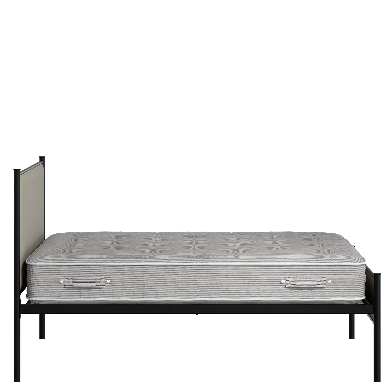 Brest Slim iron/metal upholstered bed in black with Silver fabric