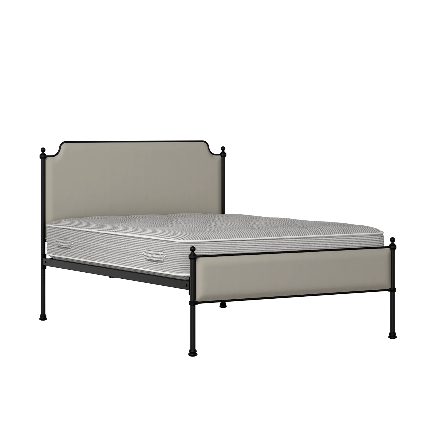 Miranda Slim iron/metal upholstered bed in black with Silver fabric