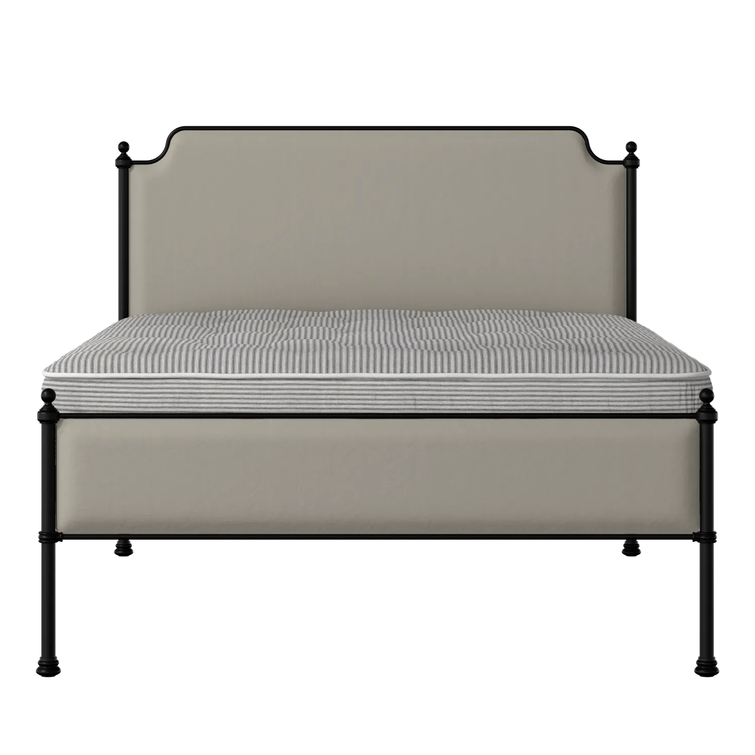 Miranda Slim iron/metal upholstered bed in black with Silver fabric