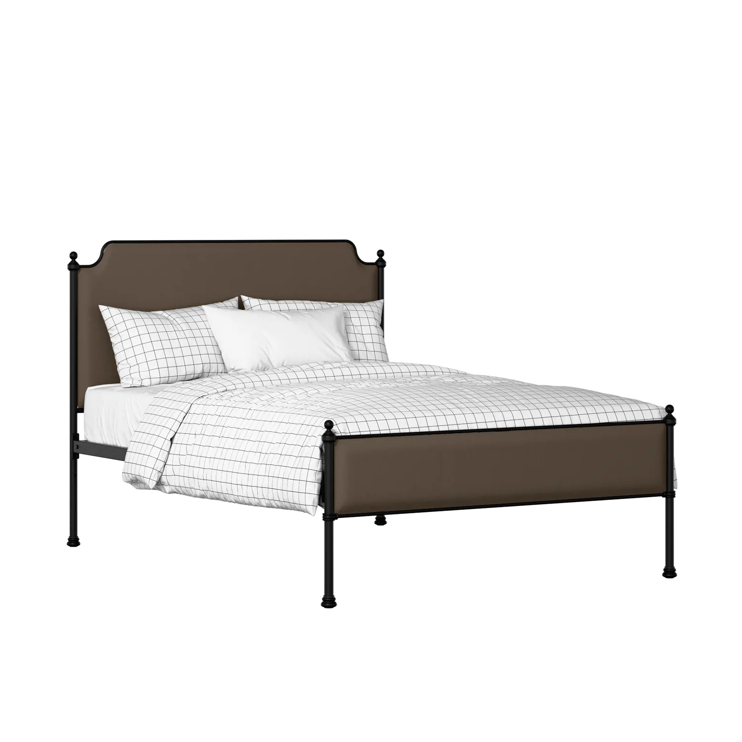 Miranda Slim iron/metal upholstered bed in black with storm grey fabric