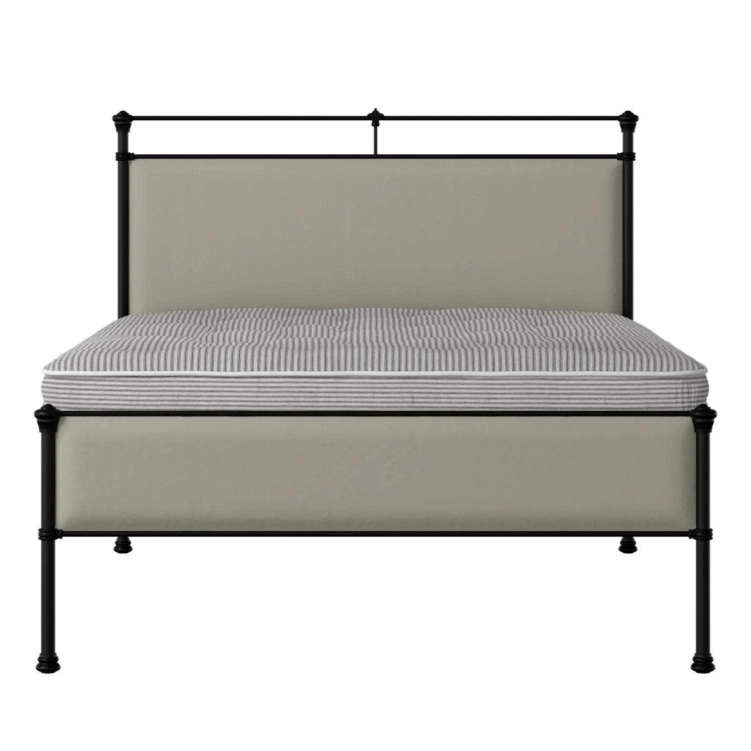 Nancy Slim iron/metal upholstered bed in black with Silver fabric